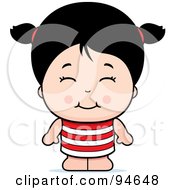 Royalty Free RF Clipart Illustration Of A Cute Asian Girl In A Red And White Dress