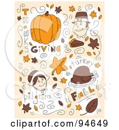 Royalty Free RF Clipart Illustration Of A Collage Of Thanksgiving Holiday Doodles