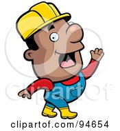 Waving Black Construction Guy