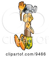 Clipart Picture Of A Hammer Mascot Cartoon Character Plugging His Nose While Jumping Into Water