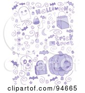 Royalty Free RF Clipart Illustration Of A Collage Of Purple Halloween Doodles
