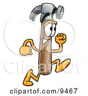 Clipart Picture Of A Hammer Mascot Cartoon Character Running