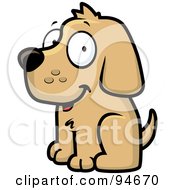 Royalty Free RF Clipart Illustration Of A Happy Brown Dog Sitting With A Smile On His Face