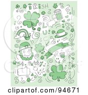 Poster, Art Print Of Collage Of Green St Patricks Day Doodles