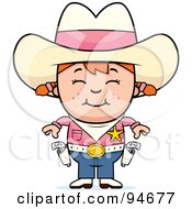 Poster, Art Print Of Cute Cowgirl In Pink Ready To Draw Her Guns
