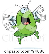 Poster, Art Print Of Happy Jumping Green Dragonfly