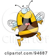 Royalty Free RF Clipart Illustration Of A Happy Jumping Bee