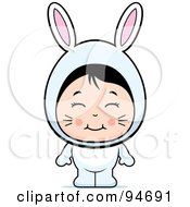 Royalty Free RF Clipart Illustration Of A Cute Asian Girl In A White Bunny Costume