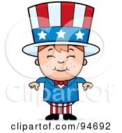 Poster, Art Print Of Little American Boy In An Uncle Sam Costume