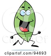 Royalty Free RF Clipart Illustration Of A Happy Leaf Face Running by Cory Thoman