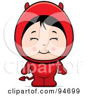 Poster, Art Print Of Cute Little Asian Girl In A Devil Costume