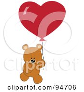 Poster, Art Print Of Valentines Day Teddy Bear With A Red Heart Balloon