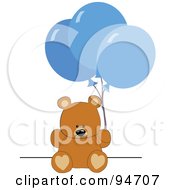 Birthday Teddy Bear With Blue Party Balloons