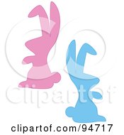 Royalty Free RF Clipart Illustration Of Pink And Blue Easter Bunny Profiles