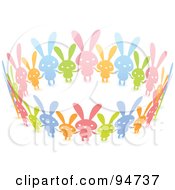 Royalty Free RF Clipart Illustration Of A United Circle Of Colorful Paper Rabbits Holding Hands