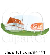 Poster, Art Print Of Multi Story Home For Sale With An Orange Sign In The Yard