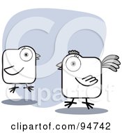 Royalty Free RF Clipart Illustration Of A Square Bodied Chick And Rooster