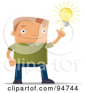 Poster, Art Print Of Smart Blocky Guy With A Bright Idea