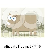 Royalty Free RF Clipart Illustration Of A Square Bodied Rhinoceros Near Grass And Mountains