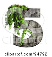 Royalty Free RF Clipart Illustration Of Green Ivy Overgrowing On A Cement Number 5 by chrisroll