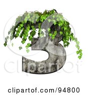 Royalty Free RF Clipart Illustration Of Green Ivy Overgrowing On A Cement Number 3 by chrisroll