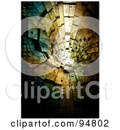 Poster, Art Print Of A View Down A 3d Stone Tunnel With Binary