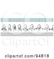 Poster, Art Print Of Stick People Businessman Walking In A City Border