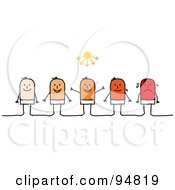Poster, Art Print Of Stick People Men Shown With Pale Skin Graduating Up To A Bad Sun Burn