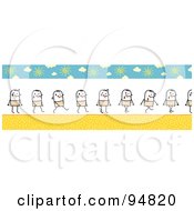 Poster, Art Print Of Border Of A Stick People Man Sweating And Walking On A Summer Day