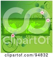 Poster, Art Print Of Flowering Green Vine Around A Grungy Text Box