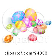 Royalty Free RF Clipart Illustration Of A Group Of Colorful Patterned Eggs For Easter