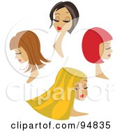 Poster, Art Print Of Digital Collage Of Four Beautiful Women With Different Hair Styles And Colors