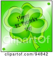 Poster, Art Print Of Happy St Patricks Day Greeting On A Four Leaf Clover
