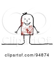 Royalty Free RF Clipart Illustration Of A Stick People Man With Tattoos On His Body