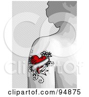 Royalty Free RF Clipart Illustration Of A Heart Tattoo On A Gray Womans Arm by NL shop