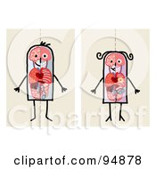Royalty Free RF Clipart Illustration Of A Digital Collage Of A Stick People Man And Woman Anatomy Views