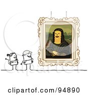 Poster, Art Print Of Stick People Couple Viewing The Mona Lisa