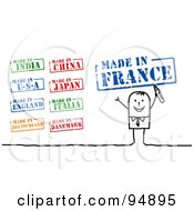 Poster, Art Print Of Digital Collage Of A Stick People Businessman With Made In Stamps