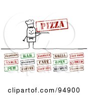 Poster, Art Print Of Digital Collage Of A Stick People Chef With Stamps