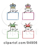 Poster, Art Print Of Digital Collage Of Blank Stick People King Queen And Jester Signs