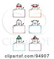 Poster, Art Print Of Digital Collage Of Blank Summer And Winter Stick People Signs