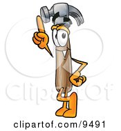 Hammer Mascot Cartoon Character Pointing Upwards