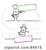Poster, Art Print Of Digital Collage Of A Blank Text Boxes With Stick People Chefs