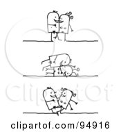 Royalty Free RF Clipart Illustration Of A Stick People Kama Sutra Couple In Different Positions 2 by NL shop
