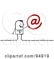 Poster, Art Print Of Stick People Businessman With A Red Arobase