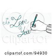 Poster, Art Print Of Hand Writing I Love You On Graph Paper With A Pencil