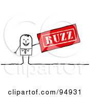 Poster, Art Print Of Stick People Businessman With A Red Buzz Stamp