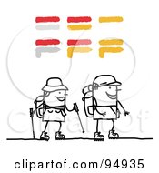 Poster, Art Print Of Stick People Couple Hiking