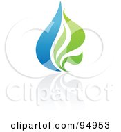 Poster, Art Print Of Blue And Green Organic And Ecology Water Drop Logo Design Or App Icon - 1