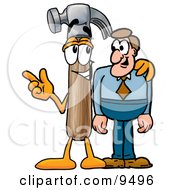Clipart Picture Of A Hammer Mascot Cartoon Character Talking To A Business Man by Toons4Biz